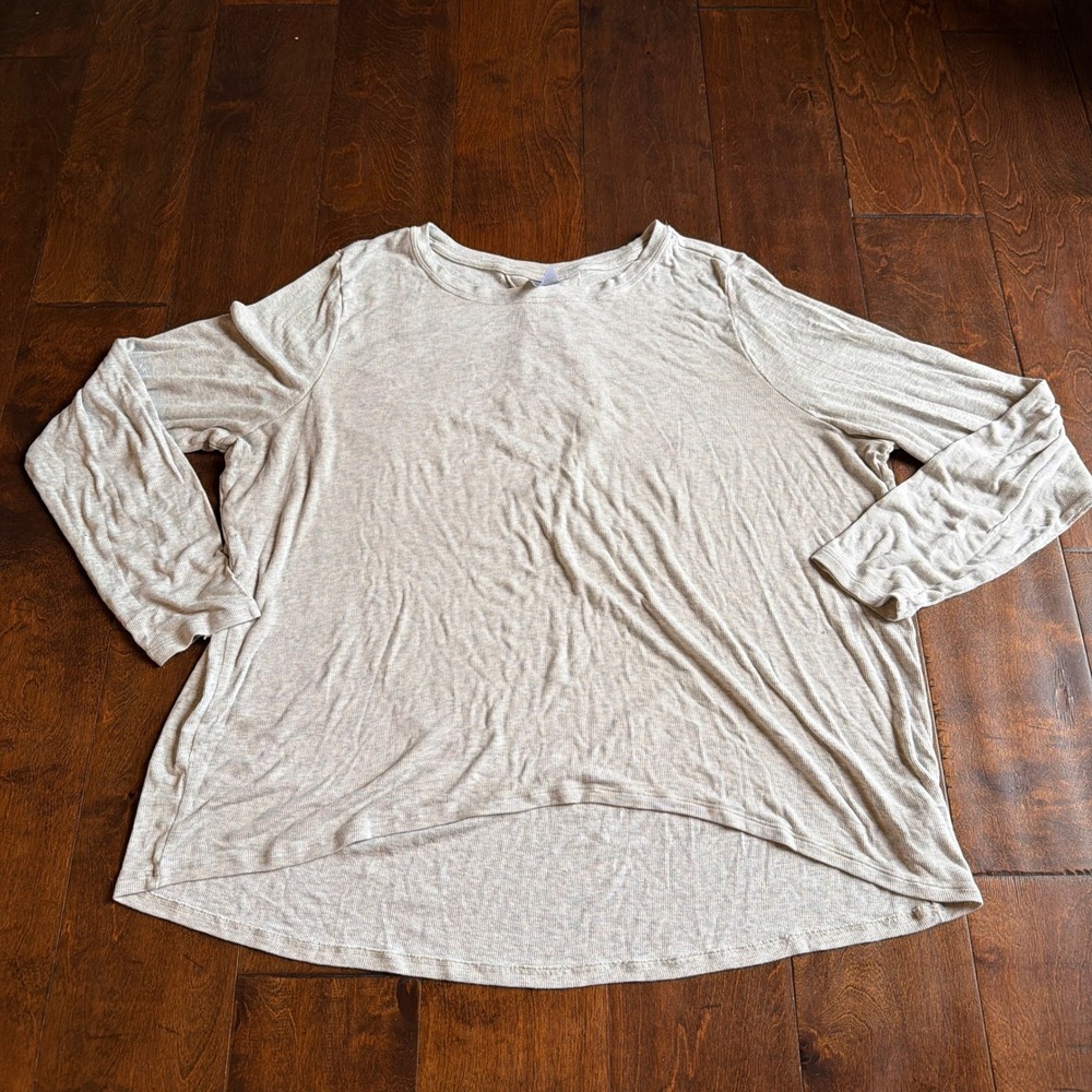 Athleta Womens Gray Modal Ribbed Long Sleeve High Low Hem Large